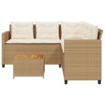 Mxzzand canapé de jardin avec table et coussins en forme de l beige - owl116515 Mxzzand canapé de jardin avec table et coussins en forme de l beige - owl116515