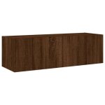 Meuble tv mural - mxzzand - chne marron - 100x35x31 cm - lumires led rvb - 2 portes