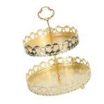 Mxzzand plateau � p�tisserie double couche plaque daffichage d�corative de dessert de biscuits dor art ...