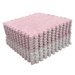 Tapis puzzle en mousse peluche mxzzand - 10 pi�ces moelleux antid�rapant rose / blanc