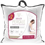 Oreiller lot de 2 - my lovely bed - percale 100% coton - confort moelleux - anti - acariens