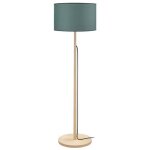 Mykines - lampadaire droit bois naturel abat - jour: cylindre tissu vert cpre 1 ampoule e27 inspiration ...