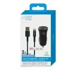 Myway pack chargeur voiture 2a + cble lightning mfi 1 m - noir