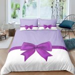 N?ud papillon violet parure de lit 3 pieces 1 housse de couette 220 * 240cm et 2 taies doreillers 63 ...