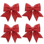 N?uds de nol  paillettes 4 pcsvipith noeud sapin noel decoration pour sapin de noel decoration - rouge ...