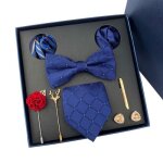 N?uds papillon homme jacquard bleu marine carreaux el�gant avez coffret cadeau occasions formelles