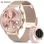Naixues montre connecte femme appels bluetooth diamant incrust 2 bracelets assistant vocal 20 modes ...
