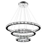 Lampe suspendue led - naizy - 96w - design en cristal - blanc froid - rglable en hauteur