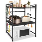�tag�re � micro - ondes - naizy - extensible 3 niveaux - noir - ajustable 40 - 60 cm - m�tal durable