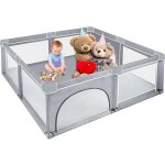 Naizy parc pour bb xxl barrire de scurit portail parc 150x180cm avec mesh respirantet base antidrapante ...