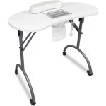 Naizy table de manucure avec aspiration pliable avec accoudoirs tiroirs et mallette de transport portable ...