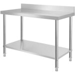 Table de travail en acier inoxydable - naizy - r�glable en hauteur - argent� - 120 x 60 x 85 cm