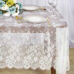 Nappe en dentelle - zgeer - rectangulaire - 150x300 cm - blanc - vintage pour mariage