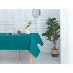Nappe enduite avec traitement antitache bleu paon rectangulaire 145 x 240 cm