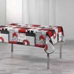 Nappe imprime rouge - paris prix - rectangulaire - motifs - 150x240cm