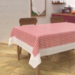 Nappe rectangle anti - tâches en coton 140x240 cm vichy rouge par soleil docre Nappe rectangle anti - tâches en coton 140x240 cm vichy rouge par soleil docre