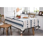 Nappe rectangulaire 140x180cm impermable bohmien beige anti - tache nappe de table lavable en coton ...