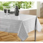 Nappe rectangulaire en pvc � imprim�s g�om�triques - home maison - gris - 140 x 240 cm