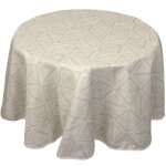 Nappe ronde 180 cm imprimée 100% polyester boho géométrique beige ficelle Nappe ronde 180 cm imprimée 100% polyester boho géométrique beige ficelle