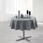 Nappe ronde imprim�e - paris prix - 180 cm - polyester - gris - entretien facile