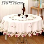 Nappe ronde - momotou - rose brodée - 175x175 cm - lavable - synthétique Nappe ronde - momotou - rose brodée - 175x175 cm - lavable - synthétique