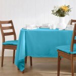 Nappe de table carr�e unie en 100% coton - homescapes - bleu - 138 x 138 cm - lavable en machine et hypoallerg ...