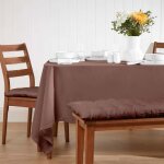 Nappe de table carr�e unie en 100% coton - homescapes - chocolat - 138 x 138 cm - lavable en machine ...