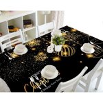 Nappe de table d�corations de no�l dor�es imperm�able et antipoussi�re 140 x 200cm