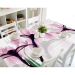 Nappe de table fleurs roses abstraites transparentes imperm�able et antipoussi�re 140 x 200cm
