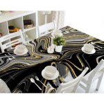 Nappe de table motif marbre or noir luxueux 3d effect imperm�able et antipoussi�re 140 x 200cm