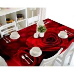 Nappe de table motif roses rouges coeurs 3d effect imperm�able et antipoussi�re 140 x 200cm