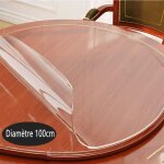 Nappe de table ronde transparente en pvc impermable protection impermable pour bureau paisseur : 2 ...