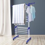 Naspaluro séchoir à linge étendoir multifonction en acier inox - 3 niveaux - avec flancs et roues - ailes ... Naspaluro séchoir à linge étendoir multifonction en acier inox - 3 niveaux - avec flancs et roues - ailes ...