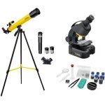 National geographic ensemble de tlescope et microscope en aluminium noir / jaune
