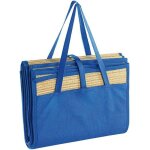 Natte de plage - pearl - 180 x 90 cm - fibre naturelle - bleu - pliable et transportable