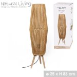 Lampadaire - natural living - l�andra - corde - tr�pied en bois - d25cm h88cm
