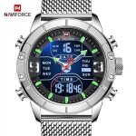 Naviforce montres hommes haut de gamme en acier inoxydable sport led numrique quartz tanche homme montre ...