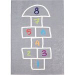 Nazar - tapis enfant marelle gris lavable en machine 80x150