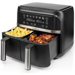 Friteuse  air - nedis - kaafd350ebk - 2 paniers de 38 l - 2850 w - numrique noir