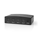 Nedis commutateur audio numérique toslink optique 4 ports Nedis commutateur audio numérique toslink optique 4 ports
