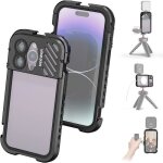 Neewer phone cage for iphone 14 pro aluminum alloy smartphone video rig phone stabilizer with 2xcold ...