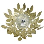 Nenuphar solaire galix g4495 - metal or et verre craquel� - 7 lumens - 26 cm