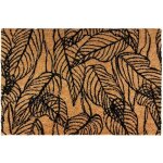 Paillasson fibre de coco motif feuilles naturel - noir 60x40