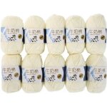 Netboat 500g coton lait 10 pelotes fil a tricoter laine pour bebe doux et beau (blanc laiteux)