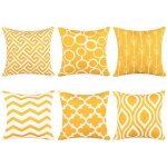 Netboat 6pcs housse de coussin 45x45 cm scandinave en toile housse coussins decoratifsjaune moutarde ...