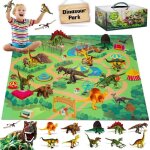 Netboat dinosaure jouet 9pcs gros dinosaure figurine avec tapis de jeu et arbres ducatifs ensemble dans ...