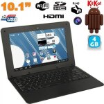 Netbook 10 pouces android mini ordinateur portable wifi rj45 hdmi usb 4go noir yonis
