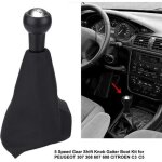 Neufu 1pcs 5 vitesse levier pommeaux soufflet tagre bouton noir pour peugeot 307 308 607 608 citroen ...