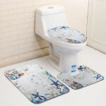 Neufu lot de 3 pcs tapis toilettes couvercle dcor salle de bain wc anti - drapant imprim