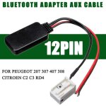 Neufu adaptateur bluetooth c�ble audio aux 12pin pour peugeot 207 307 407 308 citroen c2 c3 rd4